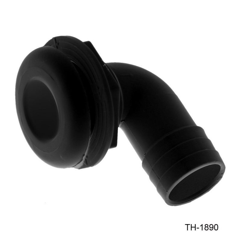 TH Marine Gear 1 1/8" Hose - SHORT - Black-Barbed (TH-1890-B) 1-1/8 inch 90 degree Thru-Hull Fittings