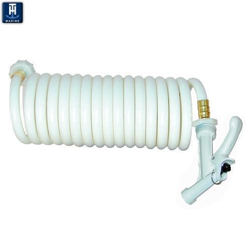 TH Marine Gear 15' with Pistol Grip Nozzle - White Hose (WDH-15W-B-DP) Washdown Hose