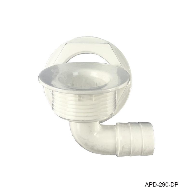 TH Marine Gear 3/4" All Purpose Drain, 90 degree, Concave Head, White All Purpose Drains / Hatch Drains