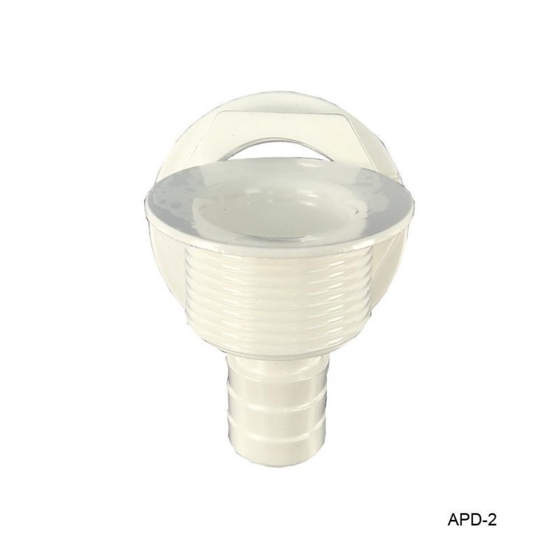 TH Marine Gear 3/4" All Purpose Drain, Straight, Concave Head, White All Purpose Drains / Hatch Drains