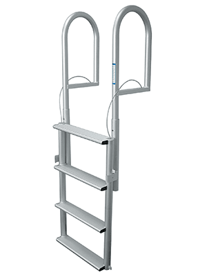 JIF Marine 4-Step Retractable Sliding Dock Lift Ladder - Wide 4" Step