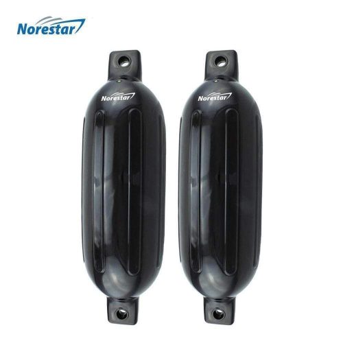 Norestar Fenders 5.5" × 20" / Black Two-Pack Double-Eye Ribbed Boat Fenders, Deflated