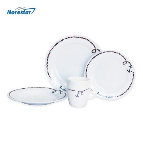 Norestar Galleyware 16 Piece Non-Skid Melamine Galleyware, Anchor Collection