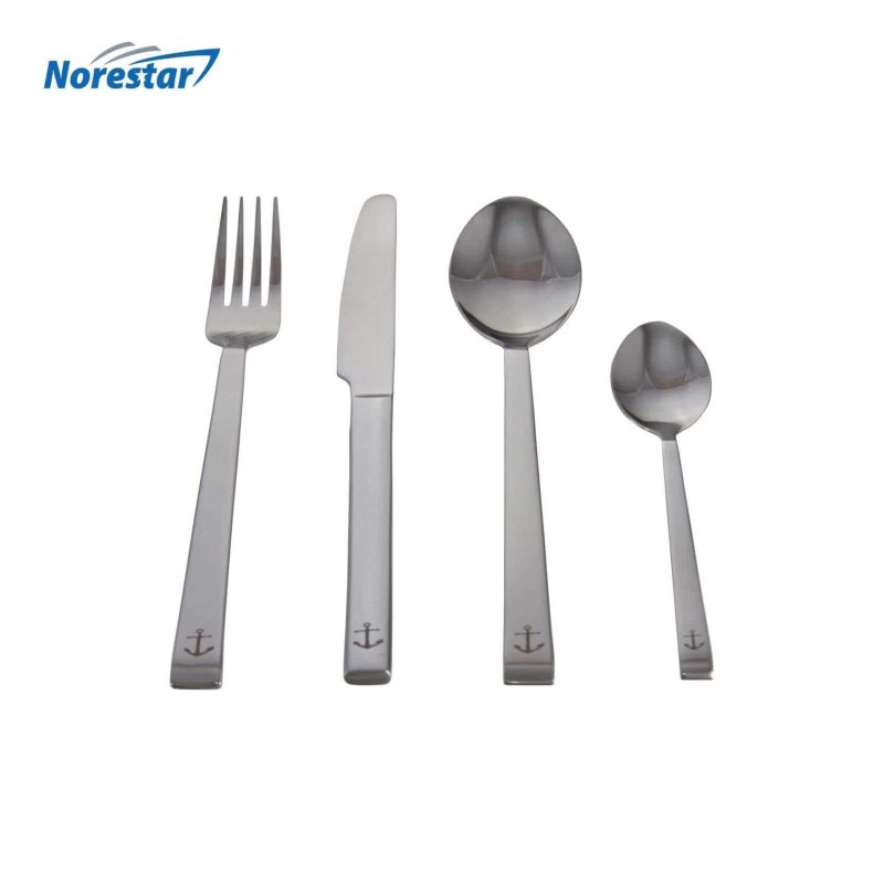 Norestar Galleyware 24 Piece Stainless Steel Nautical Theme Cutlery/Flatware Set