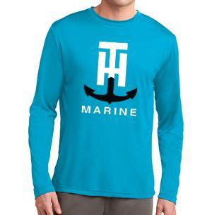 TH Marine Gear Small Neon Blue Long Sleeve Performance T-Shirt