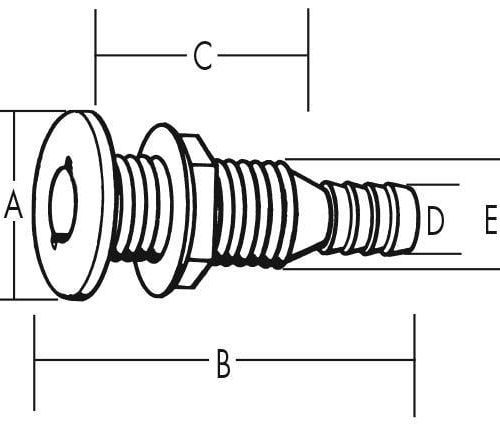 thru hull straight 1 2 hose white th 502 dp 1 2 inch straight thru hull fittings 4640799686699