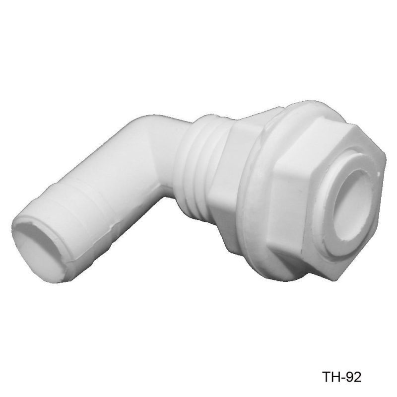 TH Marine Gear White -Two Nut (TH-92-DP) 3/4 inch 90 degree Thru-Hull Fittings