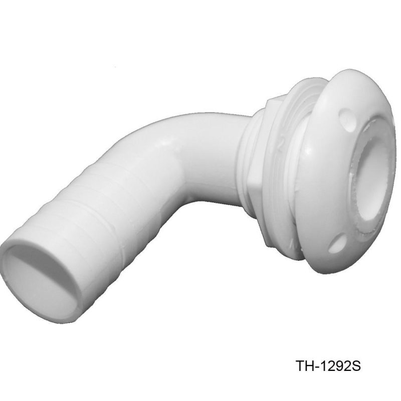 with spanner head nut white th 1292s dp 1 1 8 inch 90 degree thru hull fittings 28008127823915